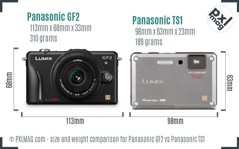 Panasonic GF2 vs Panasonic TS1 size comparison