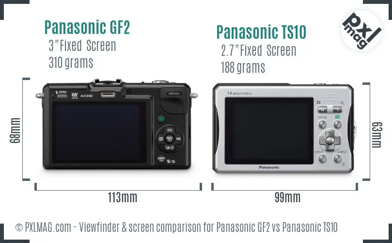 Panasonic GF2 vs Panasonic TS10 Screen and Viewfinder comparison