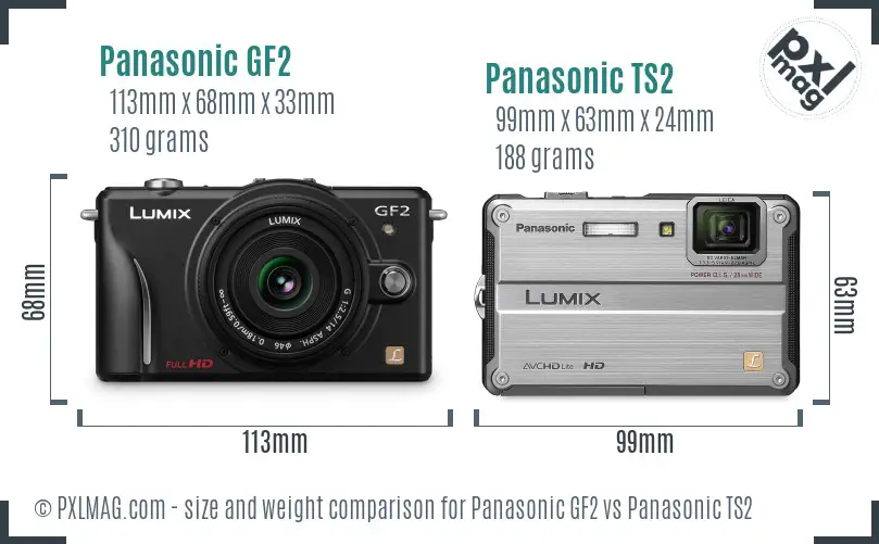Panasonic GF2 vs Panasonic TS2 size comparison