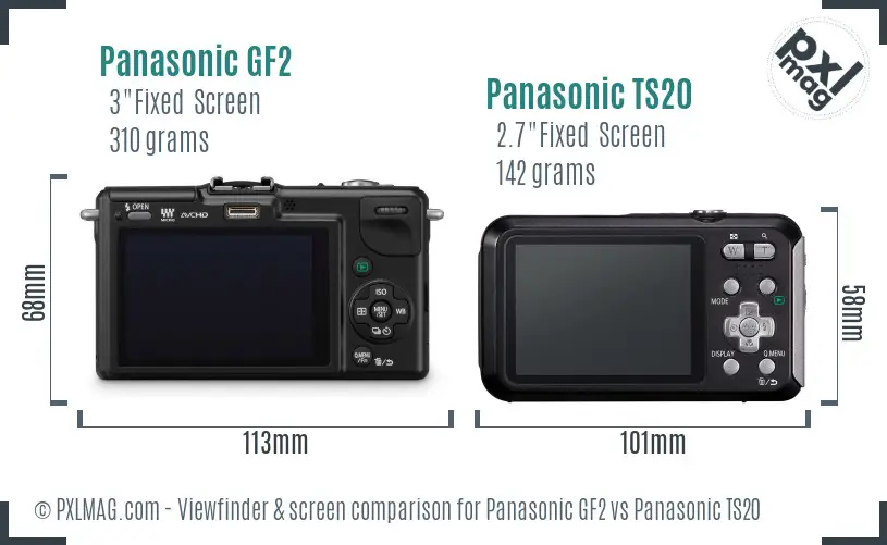 Panasonic GF2 vs Panasonic TS20 Screen and Viewfinder comparison