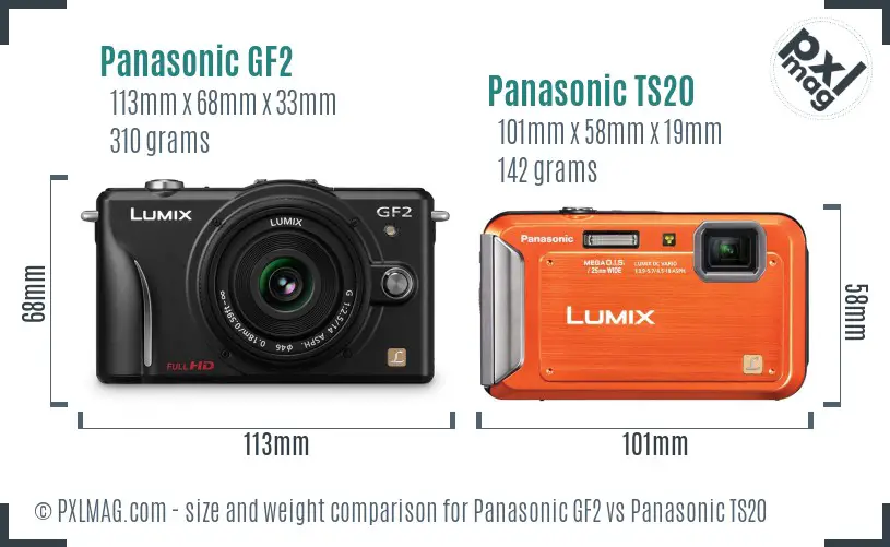 Panasonic GF2 vs Panasonic TS20 size comparison