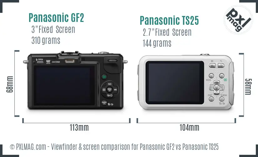 Panasonic GF2 vs Panasonic TS25 Screen and Viewfinder comparison