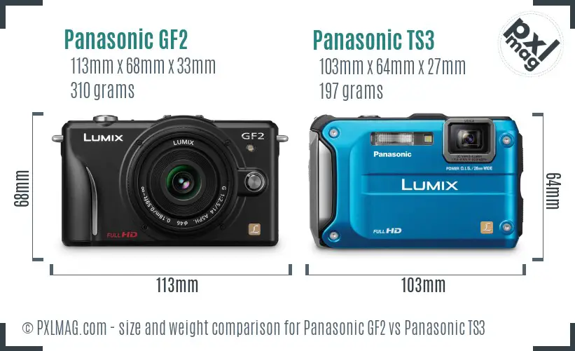 Panasonic GF2 vs Panasonic TS3 size comparison