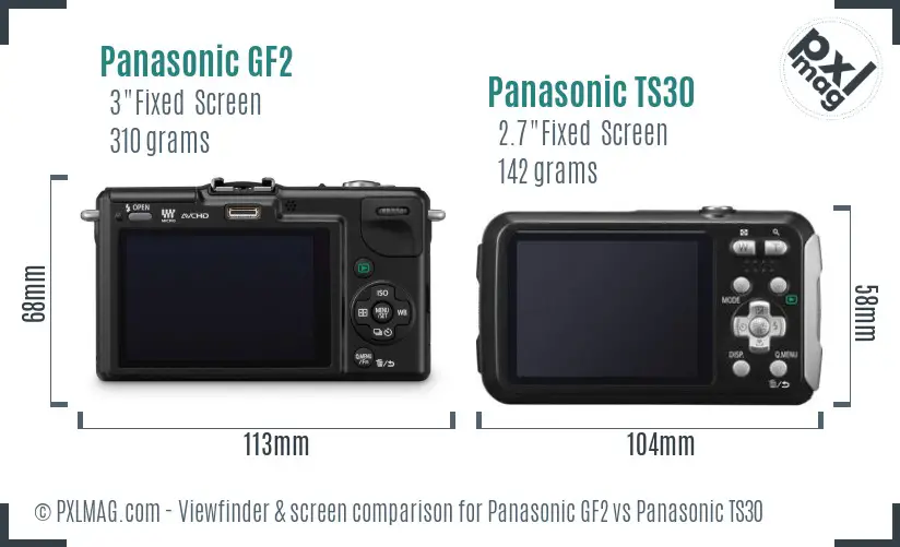 Panasonic GF2 vs Panasonic TS30 Screen and Viewfinder comparison
