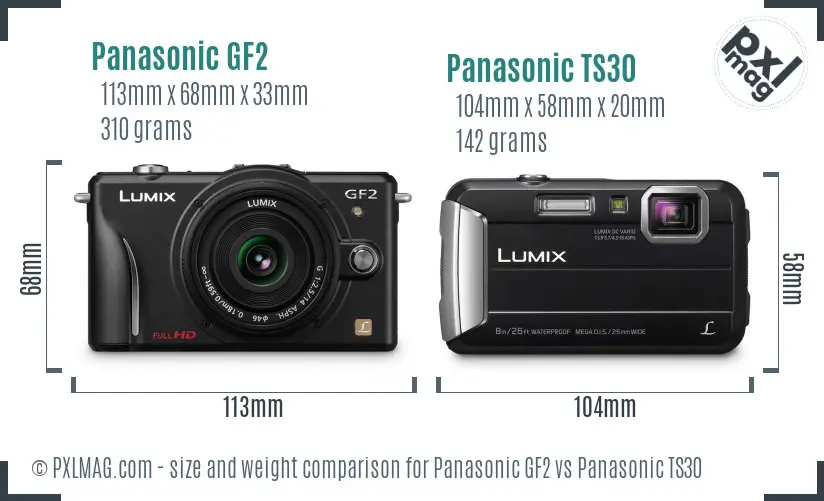 Panasonic GF2 vs Panasonic TS30 size comparison