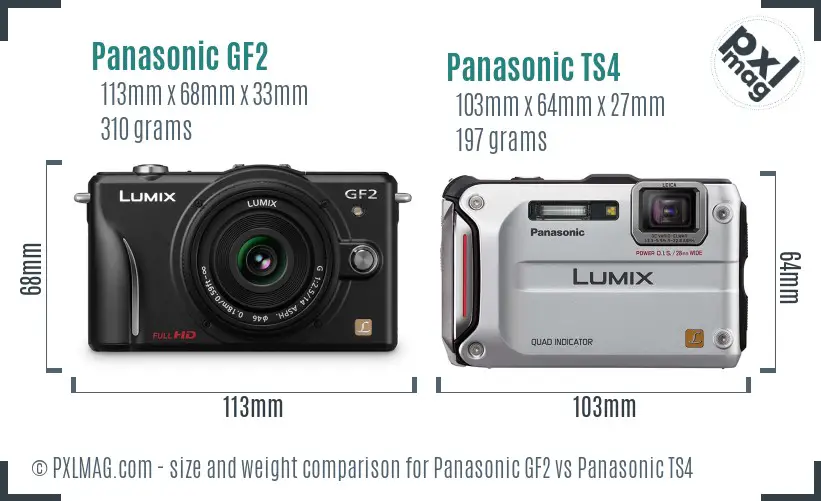 Panasonic GF2 vs Panasonic TS4 size comparison