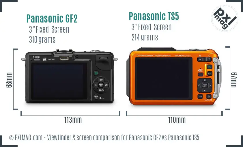 Panasonic GF2 vs Panasonic TS5 Screen and Viewfinder comparison