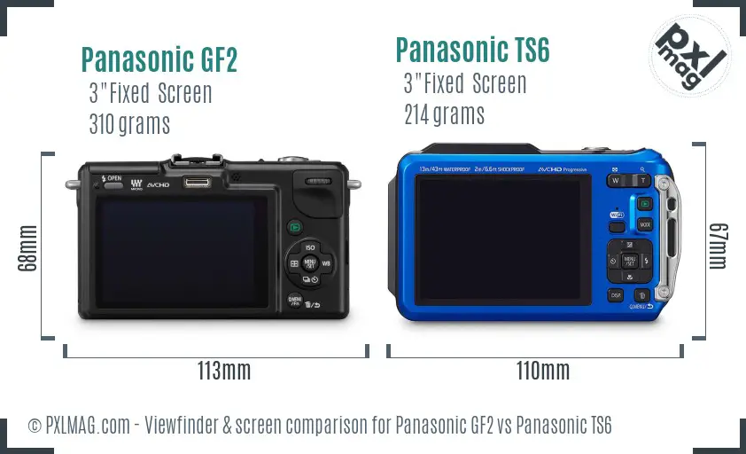 Panasonic GF2 vs Panasonic TS6 Screen and Viewfinder comparison