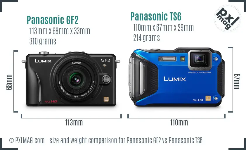 Panasonic GF2 vs Panasonic TS6 size comparison