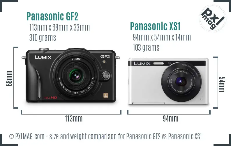 Panasonic GF2 vs Panasonic XS1 size comparison