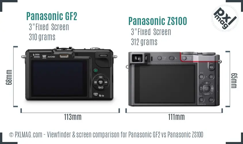 Panasonic GF2 vs Panasonic ZS100 Screen and Viewfinder comparison