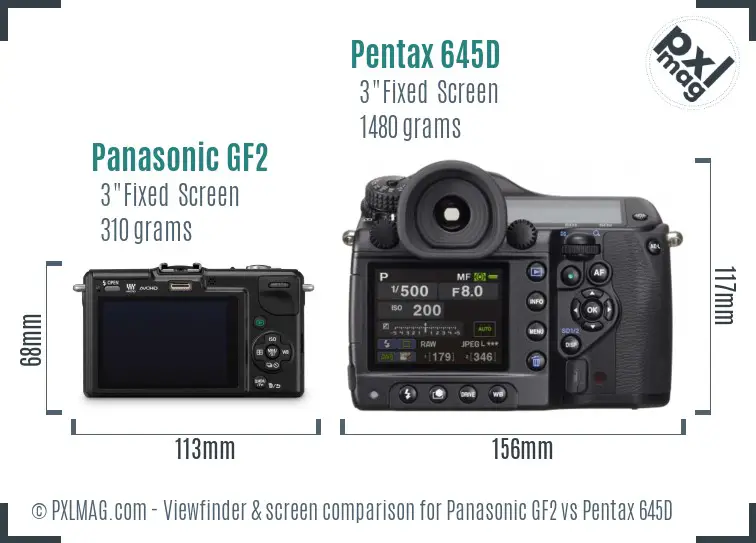 Panasonic GF2 vs Pentax 645D Screen and Viewfinder comparison