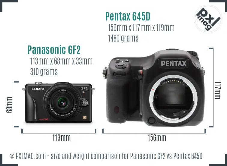 Panasonic GF2 vs Pentax 645D size comparison
