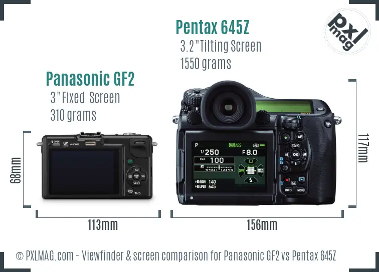 Panasonic GF2 vs Pentax 645Z Screen and Viewfinder comparison