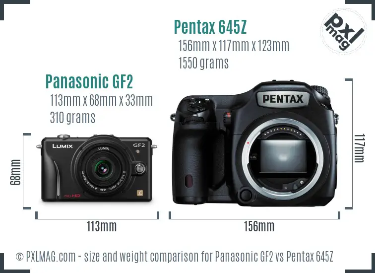 Panasonic GF2 vs Pentax 645Z size comparison
