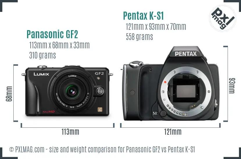 Panasonic GF2 vs Pentax K-S1 size comparison