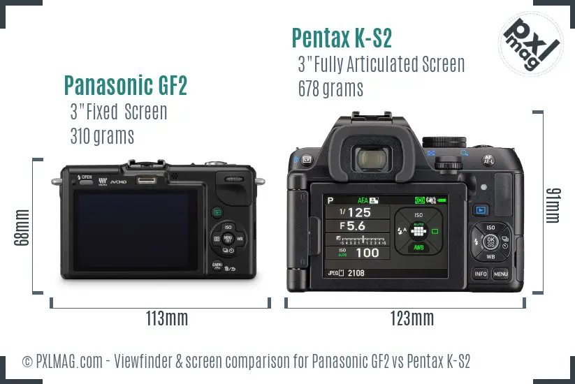 Panasonic GF2 vs Pentax K-S2 Screen and Viewfinder comparison