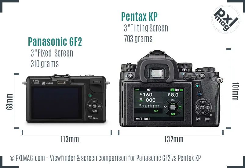 Panasonic GF2 vs Pentax KP Screen and Viewfinder comparison