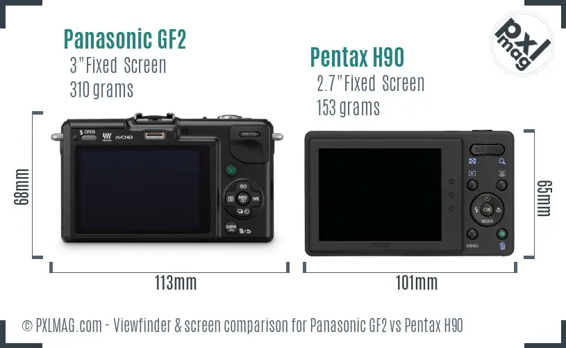 Panasonic GF2 vs Pentax H90 Screen and Viewfinder comparison