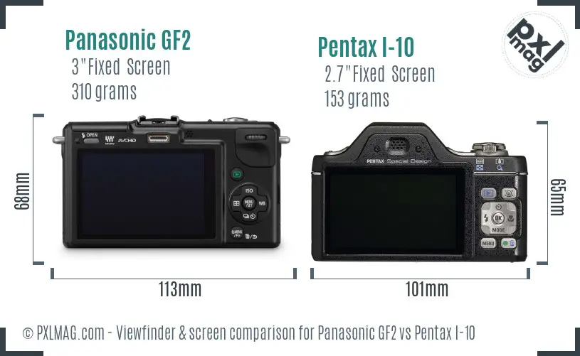 Panasonic GF2 vs Pentax I-10 Screen and Viewfinder comparison