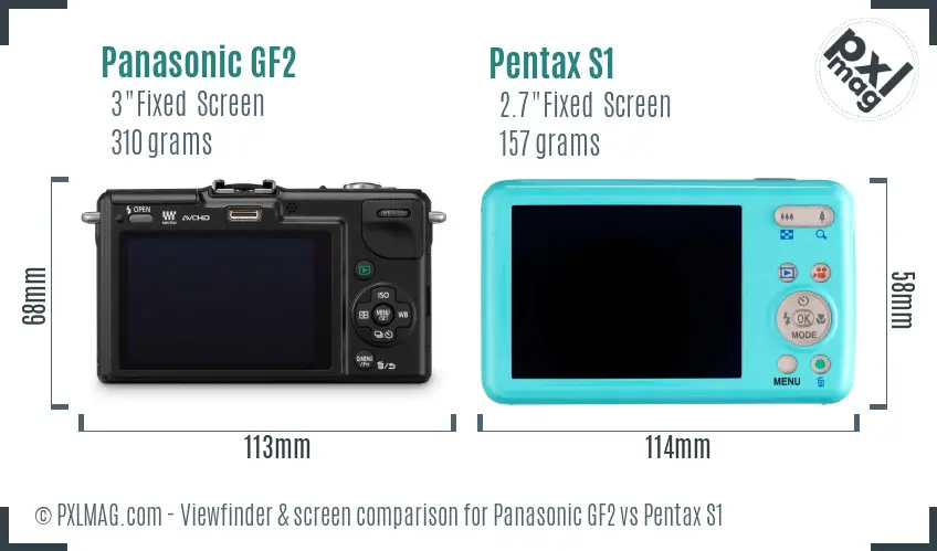 Panasonic GF2 vs Pentax S1 Screen and Viewfinder comparison