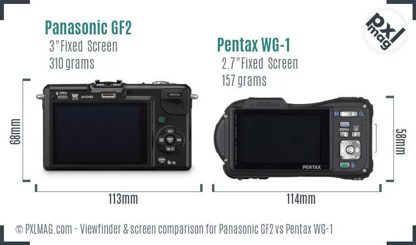 Panasonic GF2 vs Pentax WG-1 Screen and Viewfinder comparison