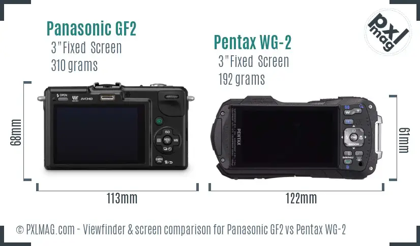 Panasonic GF2 vs Pentax WG-2 Screen and Viewfinder comparison