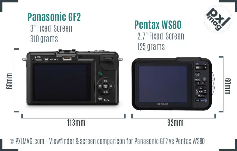 Panasonic GF2 vs Pentax WS80 Screen and Viewfinder comparison