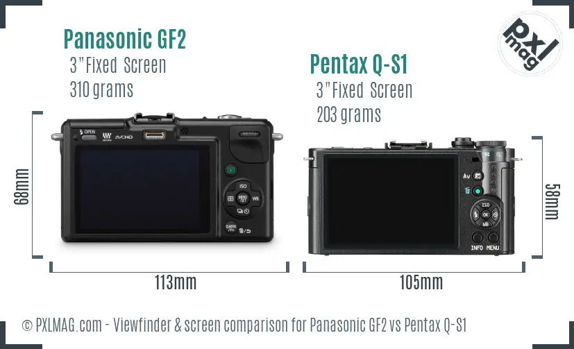 Panasonic GF2 vs Pentax Q-S1 Screen and Viewfinder comparison