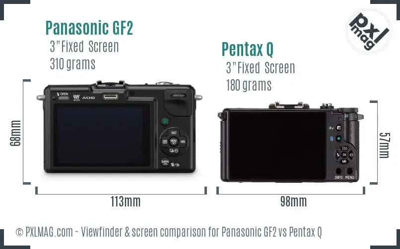 Panasonic GF2 vs Pentax Q Screen and Viewfinder comparison