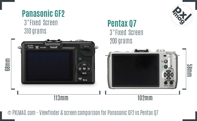 Panasonic GF2 vs Pentax Q7 Screen and Viewfinder comparison