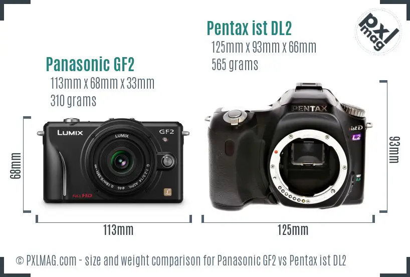 Panasonic GF2 vs Pentax ist DL2 size comparison