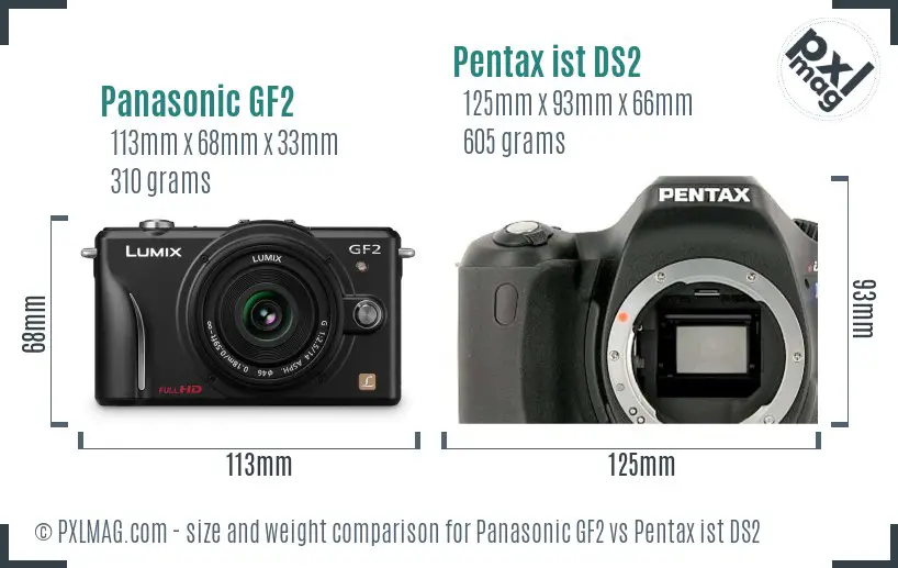 Panasonic GF2 vs Pentax ist DS2 size comparison