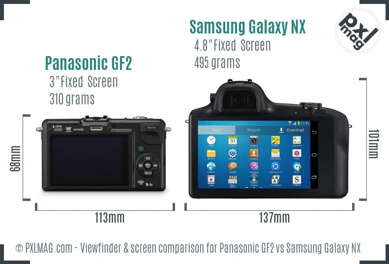 Panasonic GF2 vs Samsung Galaxy NX Screen and Viewfinder comparison