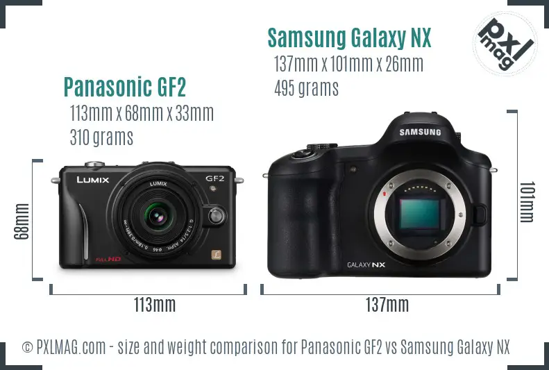 Panasonic GF2 vs Samsung Galaxy NX size comparison