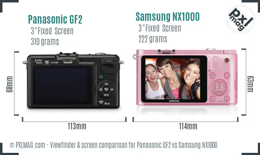 Panasonic GF2 vs Samsung NX1000 Screen and Viewfinder comparison