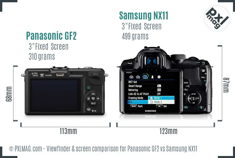 Panasonic GF2 vs Samsung NX11 Screen and Viewfinder comparison