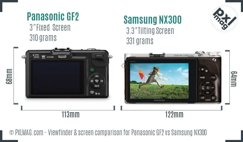 Panasonic GF2 vs Samsung NX300 Screen and Viewfinder comparison