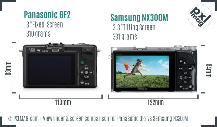 Panasonic GF2 vs Samsung NX300M Screen and Viewfinder comparison