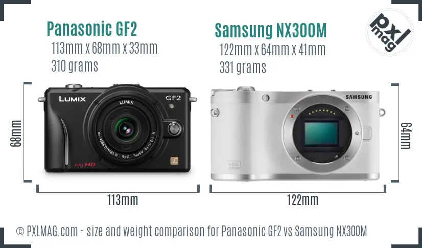 Panasonic GF2 vs Samsung NX300M size comparison