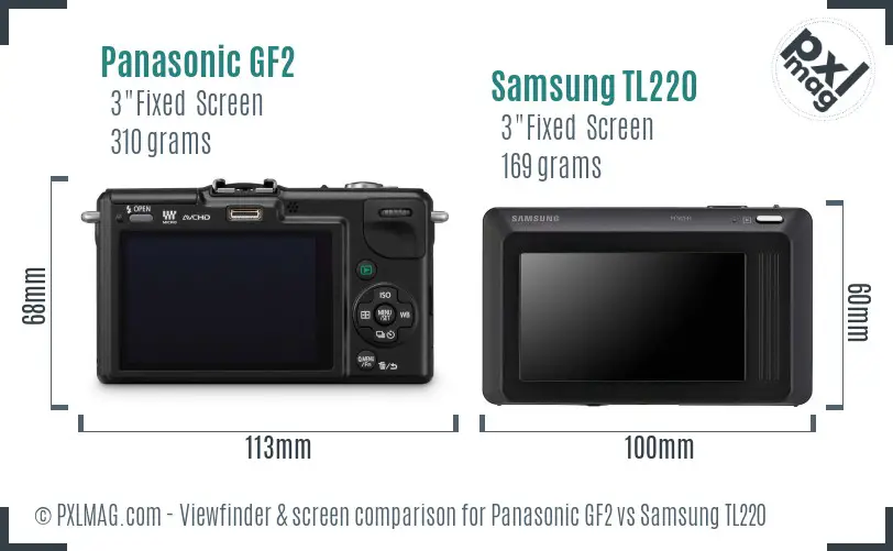 Panasonic GF2 vs Samsung TL220 Screen and Viewfinder comparison