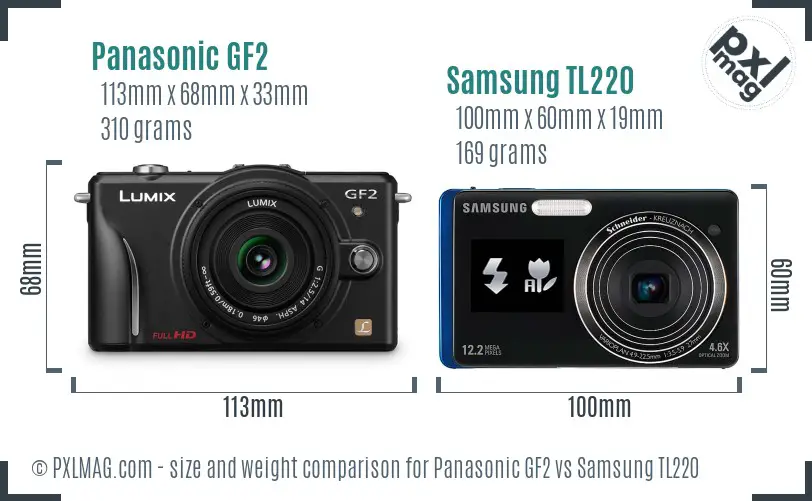 Panasonic GF2 vs Samsung TL220 size comparison