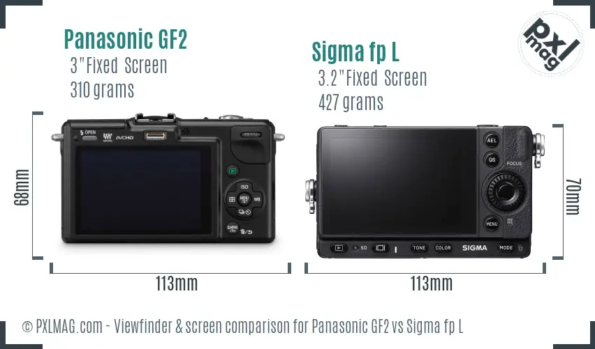 Panasonic GF2 vs Sigma fp L Screen and Viewfinder comparison