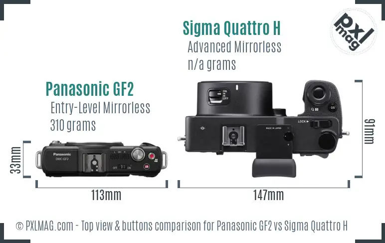 Panasonic GF2 vs Sigma Quattro H top view buttons comparison