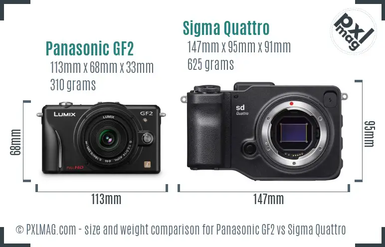 Panasonic GF2 vs Sigma Quattro size comparison