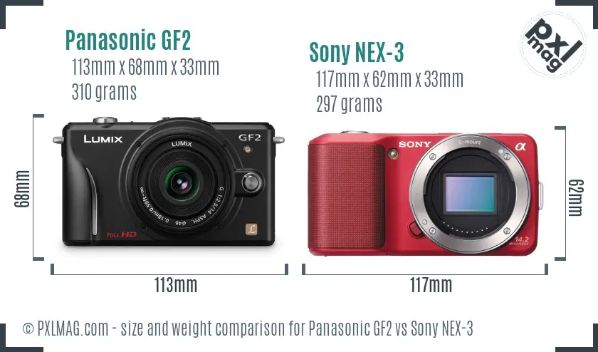 Panasonic GF2 vs Sony NEX-3 size comparison