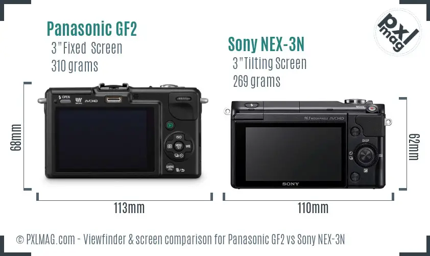 Panasonic GF2 vs Sony NEX-3N Screen and Viewfinder comparison
