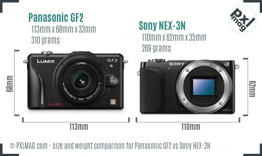 Panasonic GF2 vs Sony NEX-3N size comparison