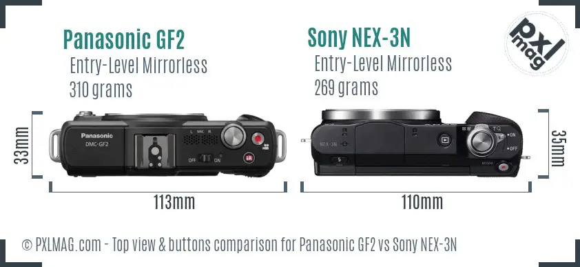 Panasonic GF2 vs Sony NEX-3N top view buttons comparison