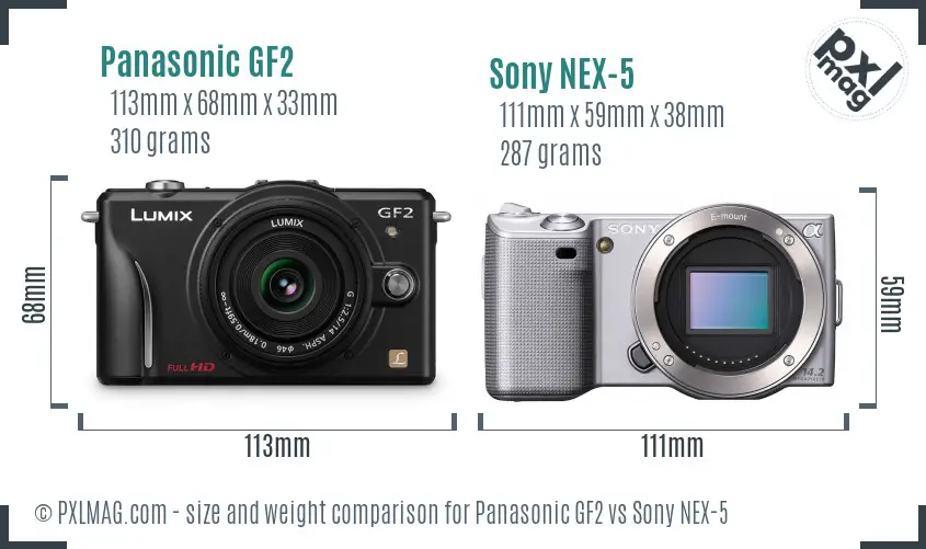 Panasonic GF2 vs Sony NEX-5 size comparison
